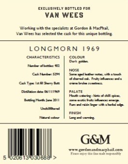 Longmorn 1969 - Back label