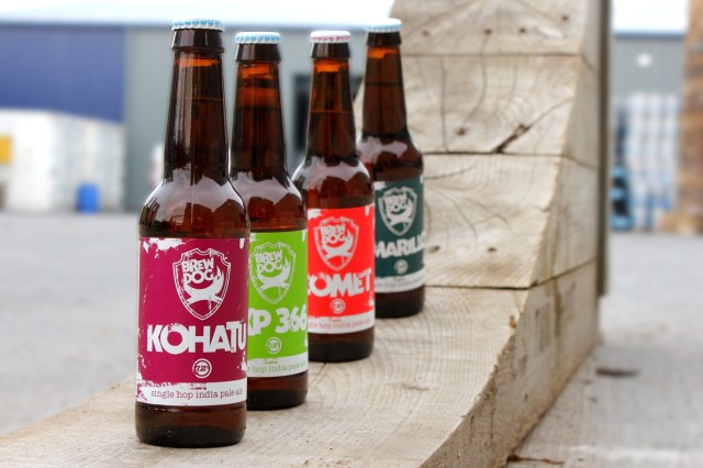 All four bottles in an arty-farty short