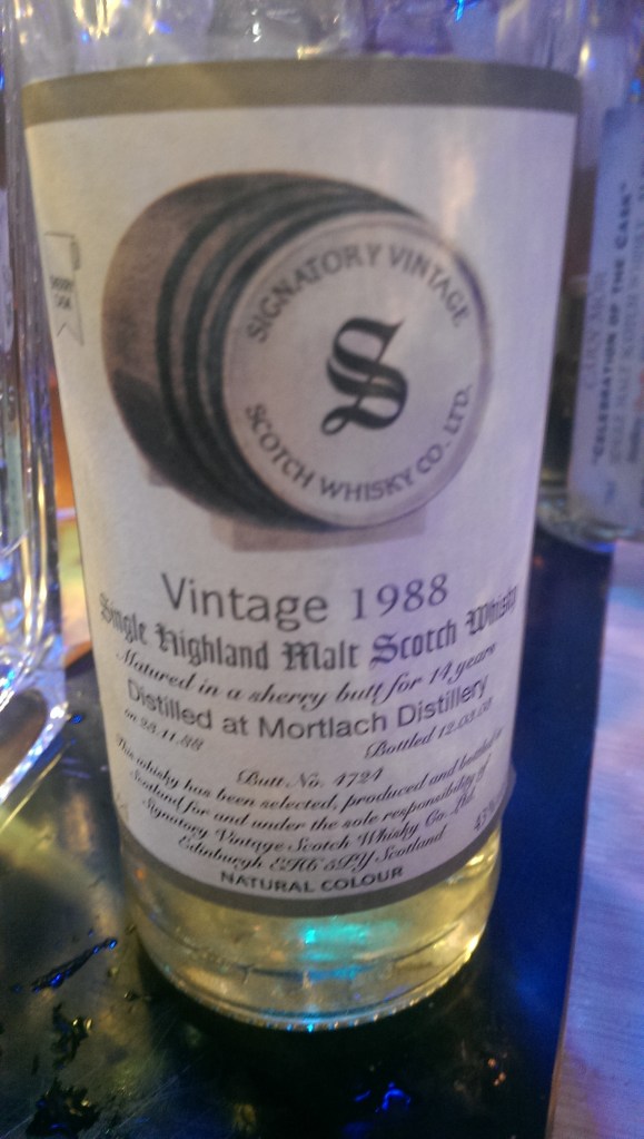 Bourbon matured Mortlach. Not as good as others I've had.